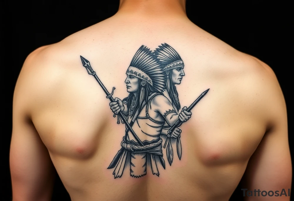Native American warriors preparing for battle tattoo idea