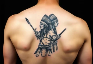 Native American warriors preparing for battle tattoo idea