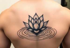 serene lotus flower emerging from sacred waters with ripples tattoo idea