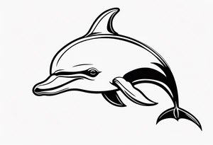 One dolphin wearing a party hat. Small design. tattoo idea