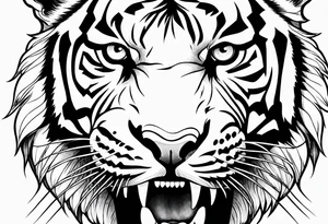 powerful tiger, mouth opened tattoo idea