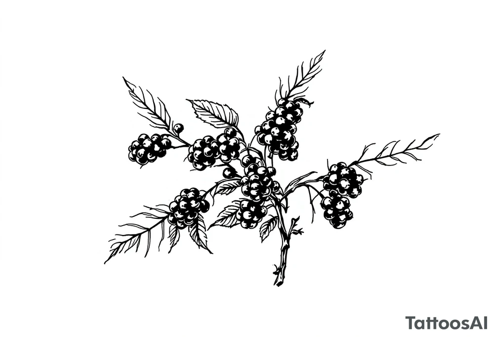 American traditional style Blackberry branch tattoo idea