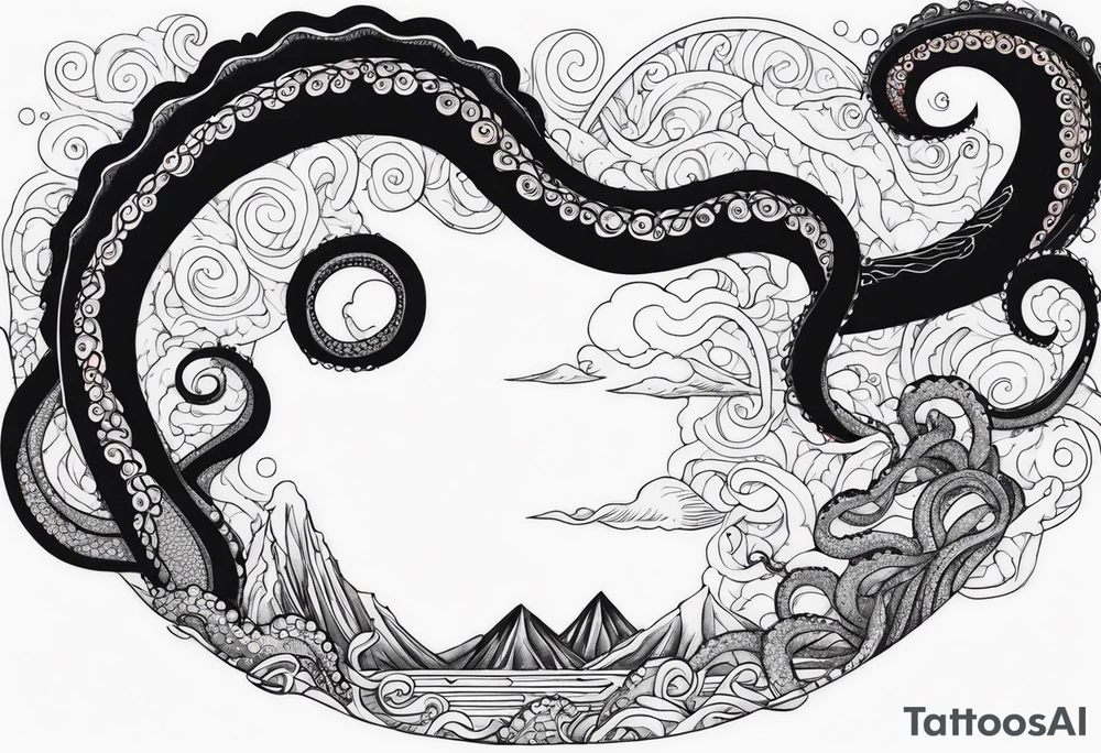 Octopus, volcano eruption tattoo idea