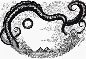 Octopus, volcano eruption tattoo idea