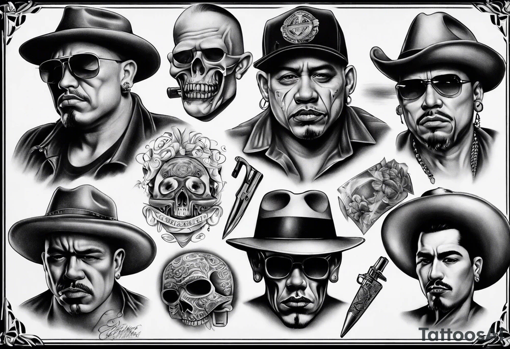 photorealistic chicano gangsters tattoo idea