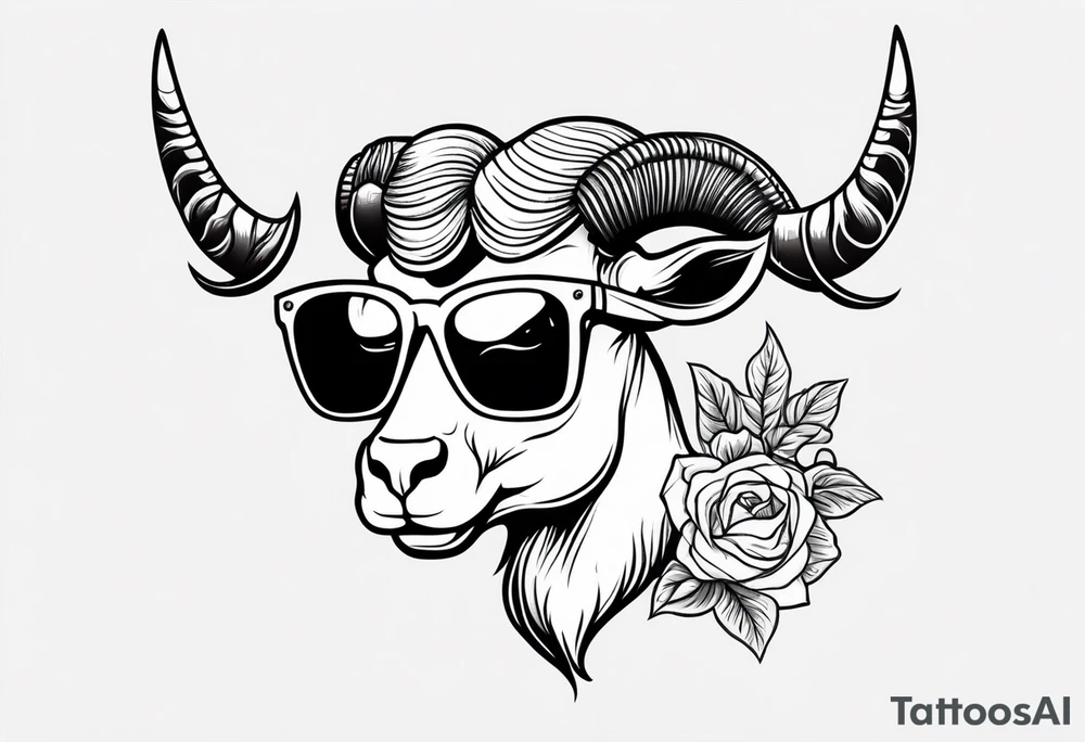 capricorn with sunglasses and gun tattoo idea