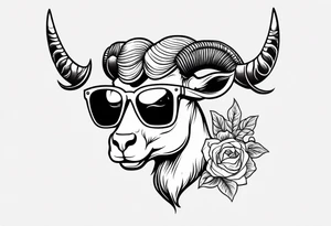 capricorn with sunglasses and gun tattoo idea