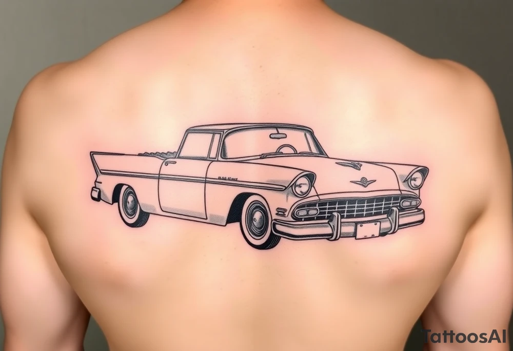 1956 Plymouth Belvedere car with shading tattoo idea