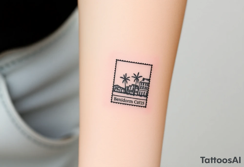 A postage stamp of Benidorm tattoo idea