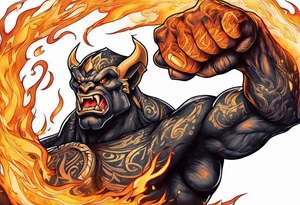 Balrog flexing, wreathed in flame tattoo idea