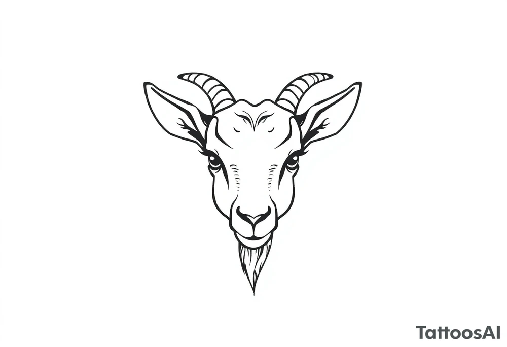 fine line cute goat face tattoo idea