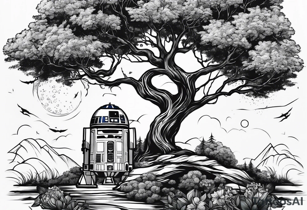 Tree with Star wars and a tardis tattoo idea
