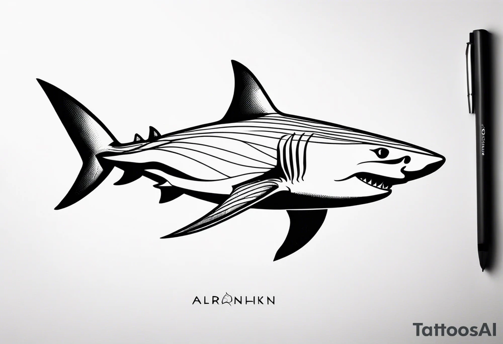 a shark blackwork tattoo for my calf tattoo idea