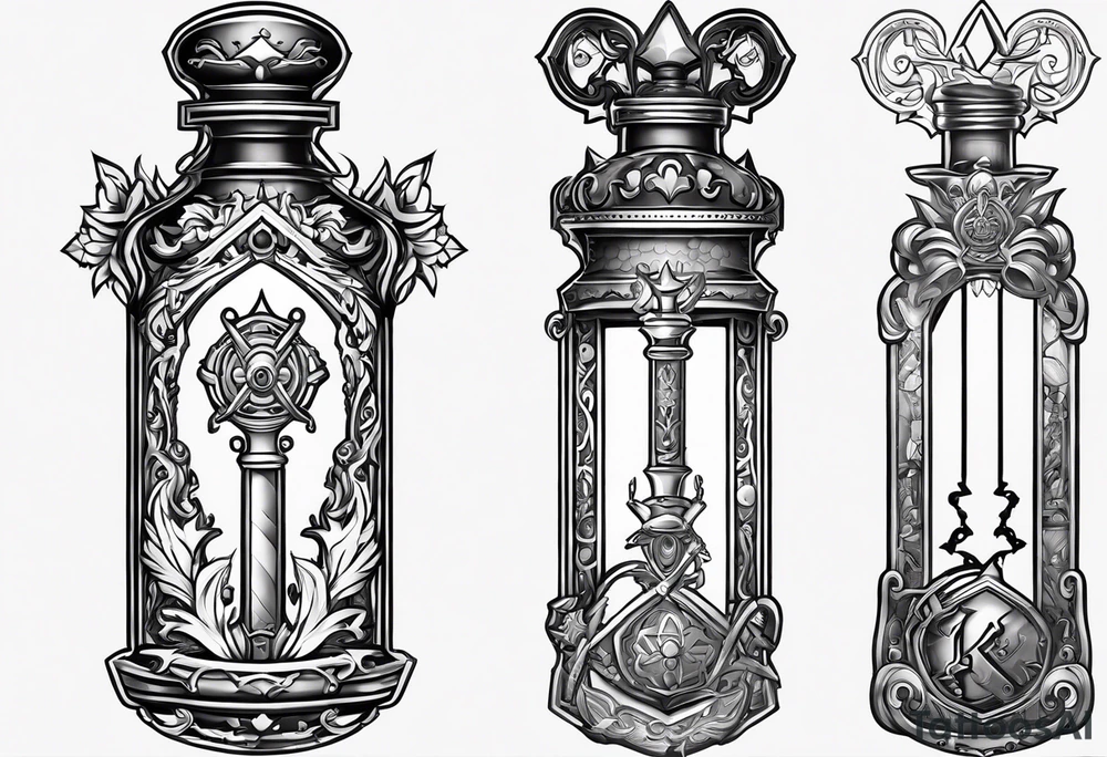 Kingdom hearts key blade in a potion bottle tattoo idea