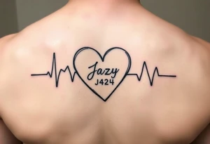 faded heart beat outline for a deceased best friend with the name Jazy and the date May 24,2023 
incorporated tattoo idea