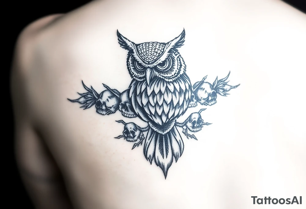 Rose's tribal is not fair owl's skulls and thorns tattoo idea