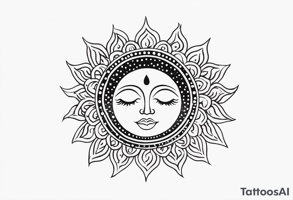 representation of the sun made of black dots tattoo idea