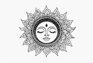 representation of the sun made of black dots tattoo idea