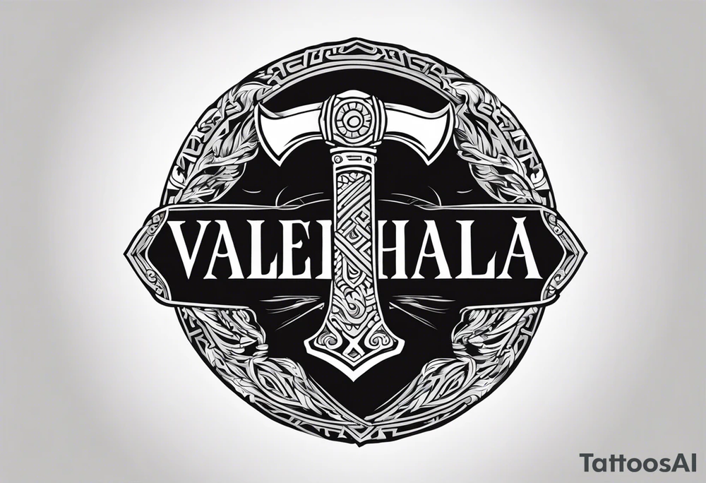 Valhalla round shield 
 axe strength tattoo idea