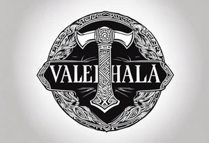 Valhalla round shield 
 axe strength tattoo idea