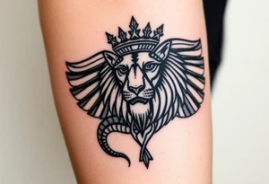Lion with Egyptian crown and snake tattoo idea