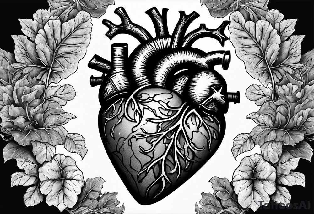 Manly Human heart intertwined with cabbage leaves and the word “survivor” tattoo idea