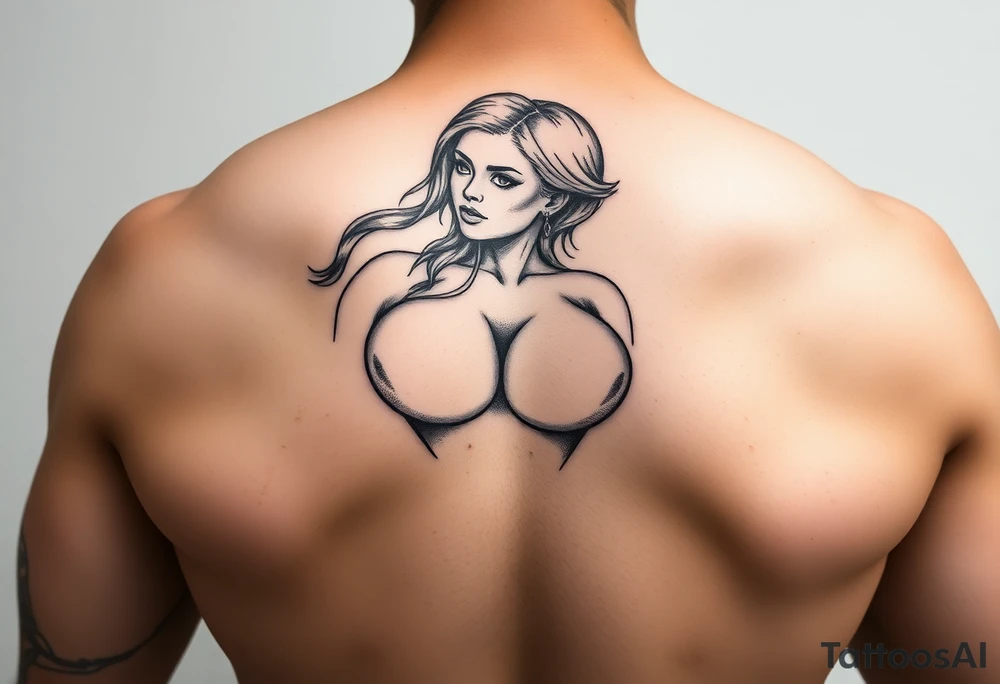 Fully nude lady with big boobs tattoo idea