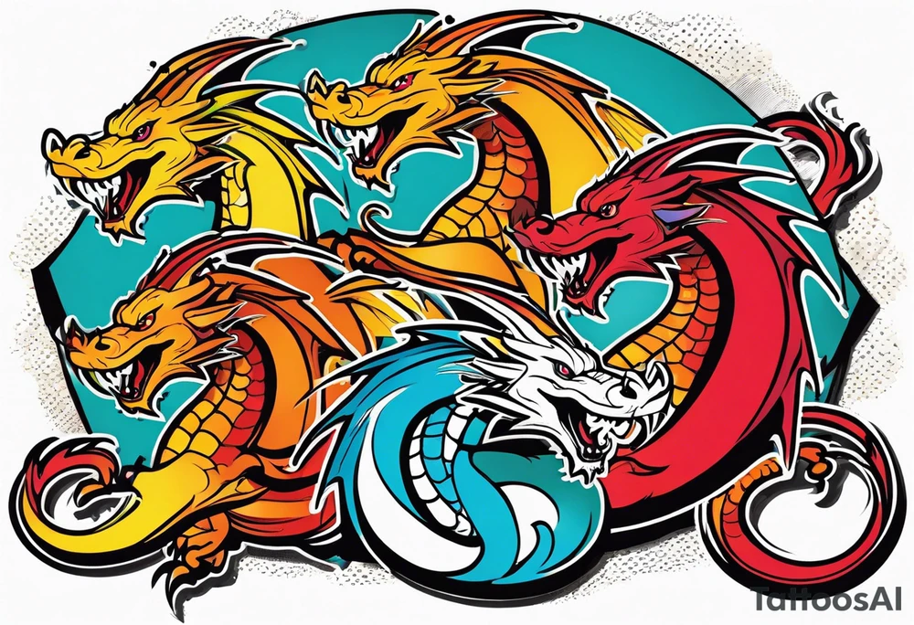 roaring dragons tattoo idea