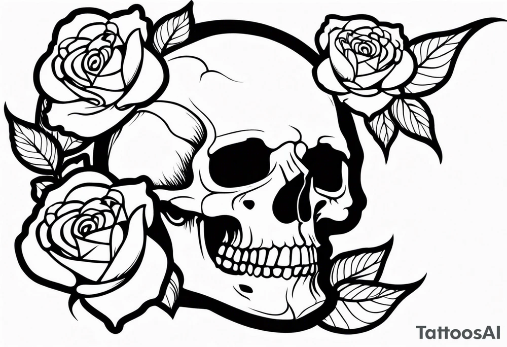 skull and roses tattoo idea