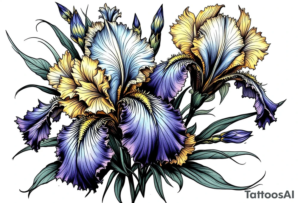 Irises flowers ornement tattoo idea