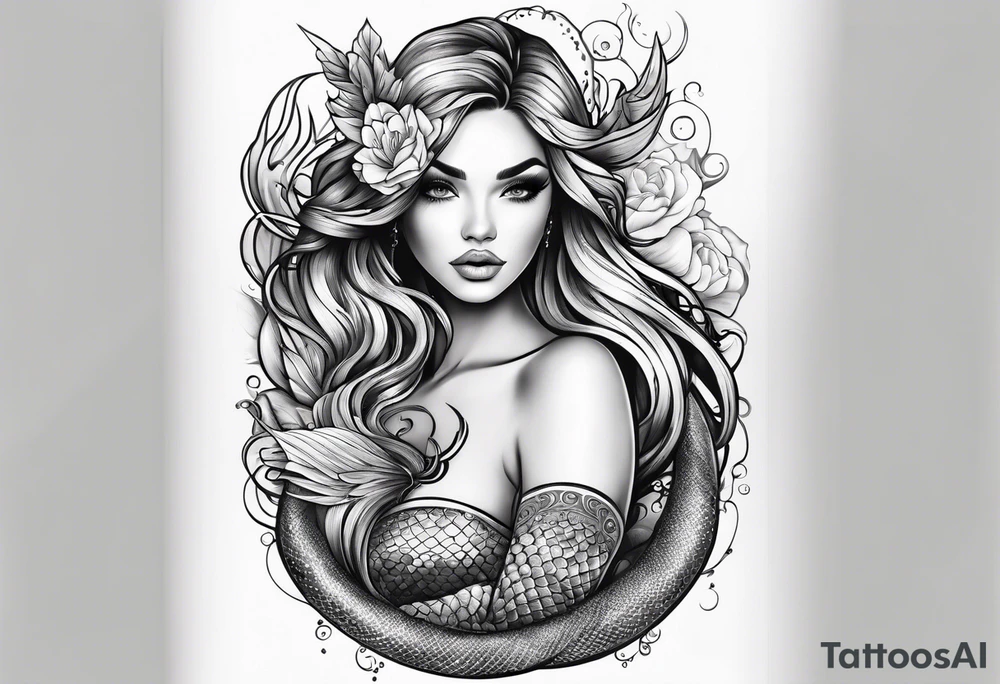 Mermaid full body tattoo idea