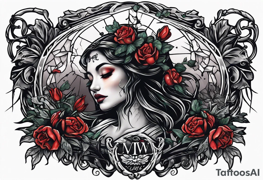 Person emerging from grave. 
MIW Reincarnate written on gravestone tattoo idea