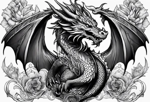 Dragon protecting a heart tattoo idea