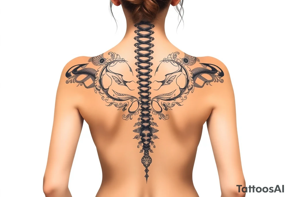 Spinal futuristic, full length, shoulders to lower back tattoo idea