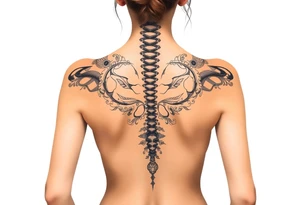 Spinal futuristic, full length, shoulders to lower back tattoo idea