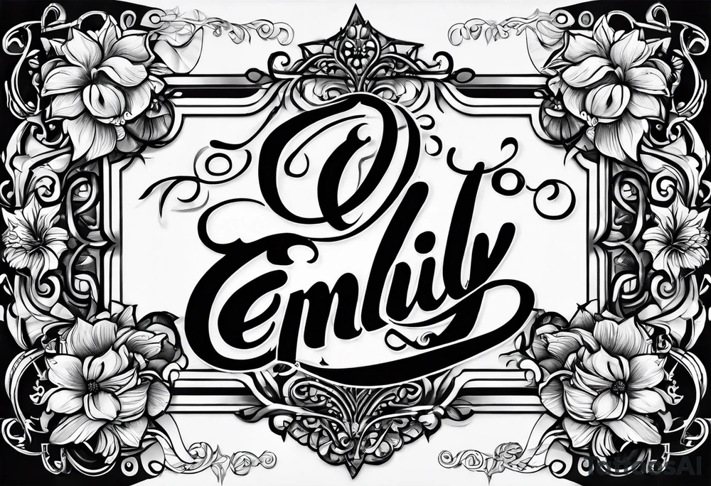 Emily's name written with a heart next to the couple tattoo idea