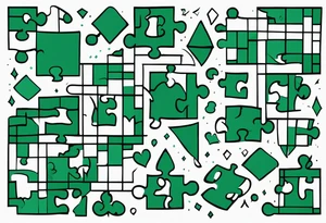 Emerald color Puzzle pieces tattoo idea