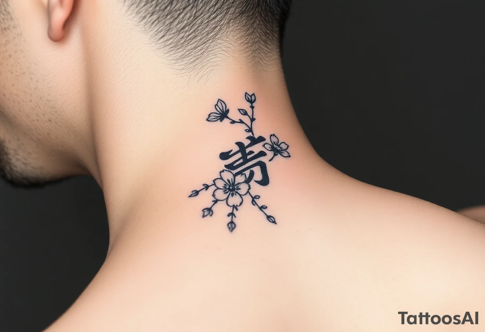 im putting this on the side of my forearm. can you sketch this vertically "猿も木から落ちる" and draw some cherry blossoms intertwining or vines. Can you also make a version where theres a cherry blossom in one corner and another one in another corner. show all the characters tattoo idea