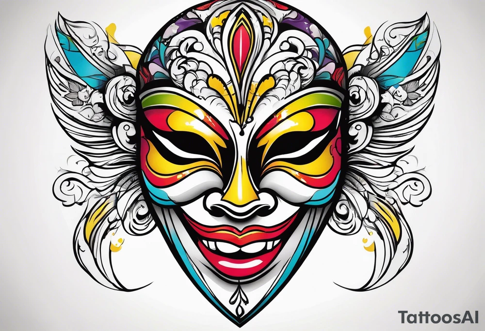 Classic Theatrical mask that’s crying tattoo idea