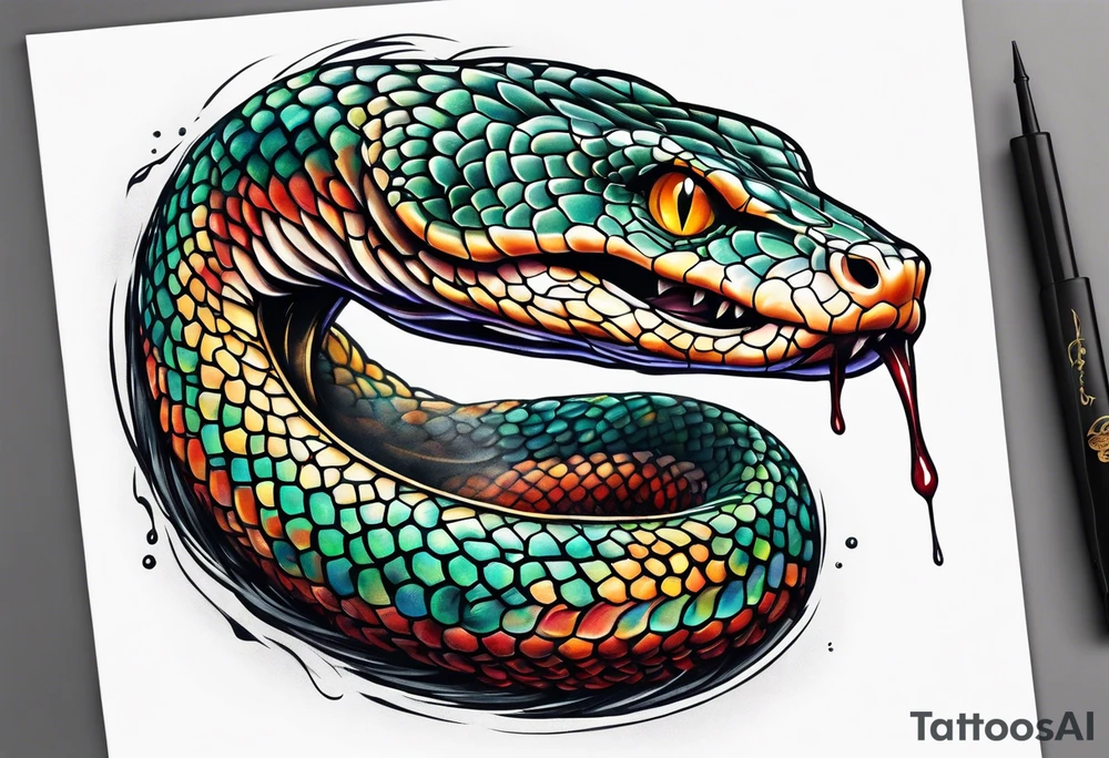 Brainstem as a snake biting a brain tattoo idea
