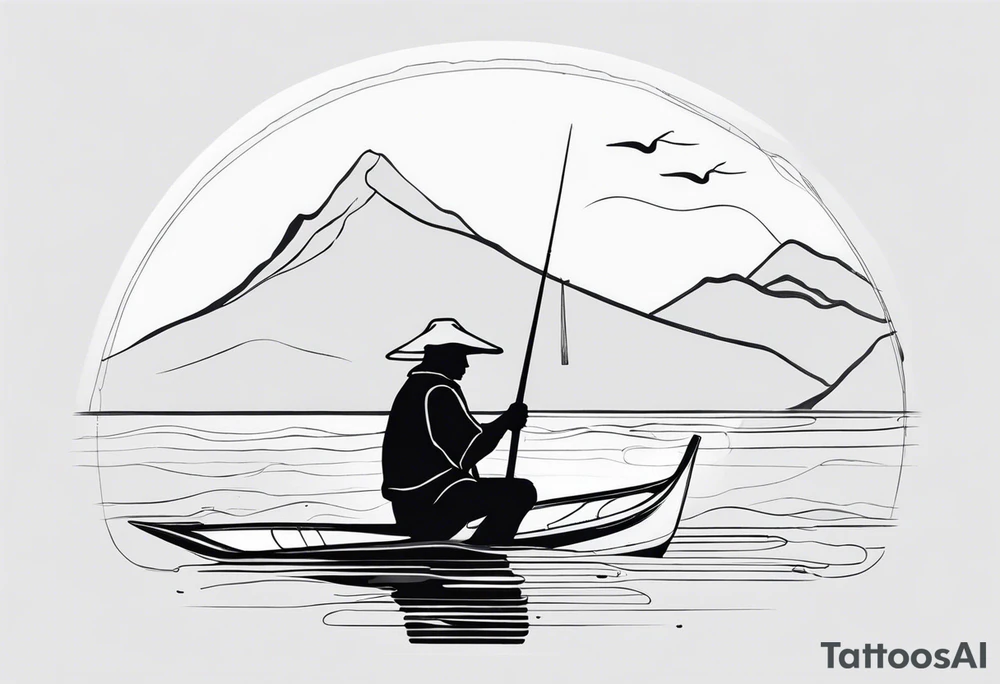 Native fisherman in water tattoo idea