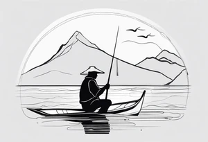 Native fisherman in water tattoo idea