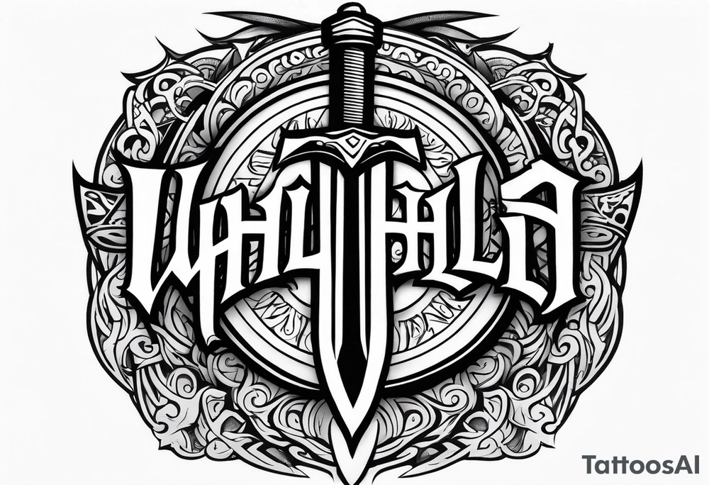 Valhalla sword shield tattoo idea