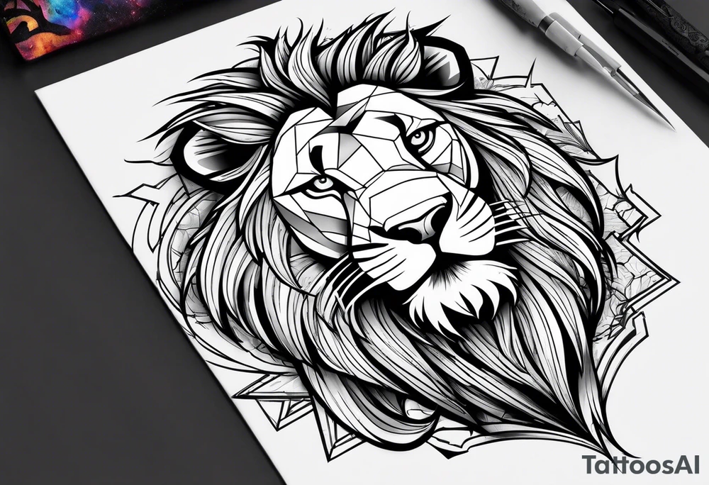 Sleeve tattoo angry lion tattoo idea