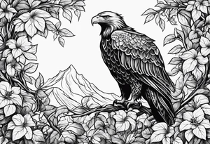 Leafy vines with eagle tattoo idea