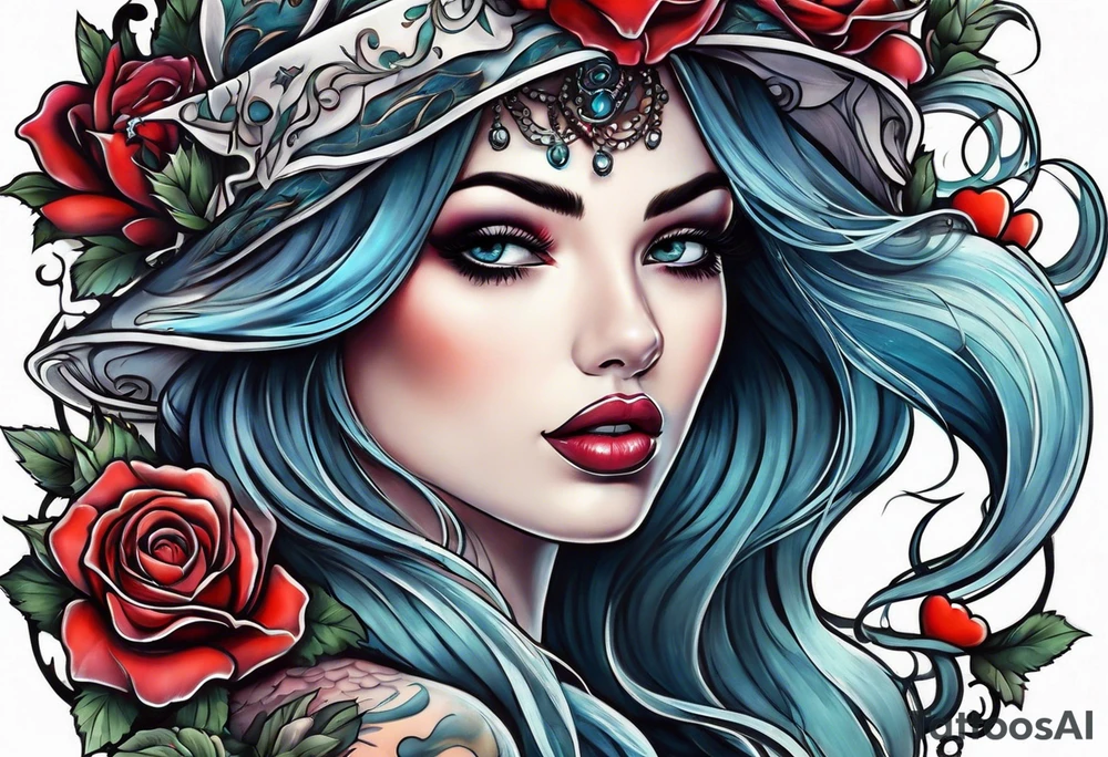 Sexy pinup ghost girl tattoo idea