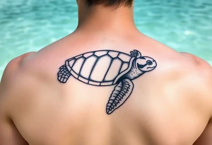 Seychelles islands map, water, beach, sand, turtle. Back ouece tattoo idea
