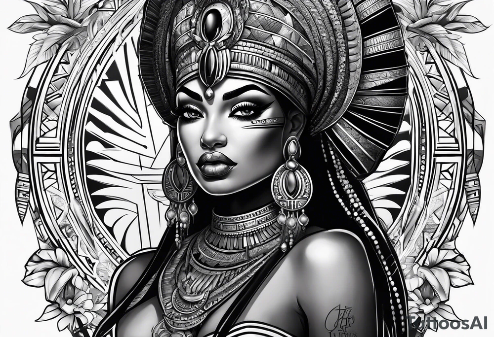 Black Egyptian queens gangster tattoo idea