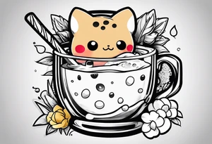 super cute anime boba tea tattoo idea