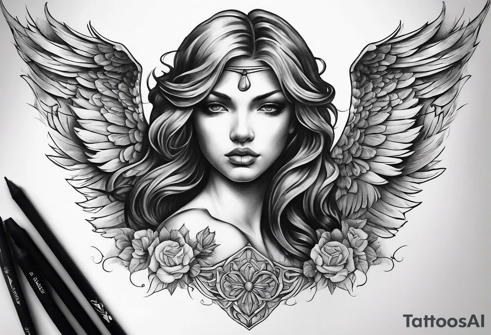 Dark realism angel tattoo tattoo idea